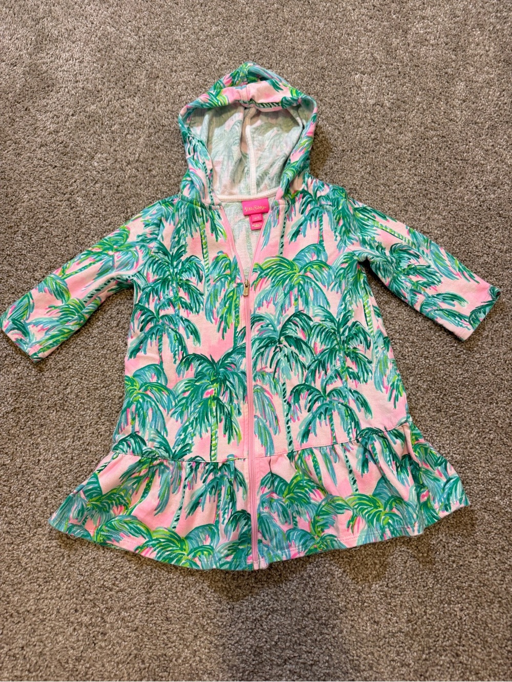 Lilly Pulitzer Youth Palm Tree Hooded Swim Cover Up Small